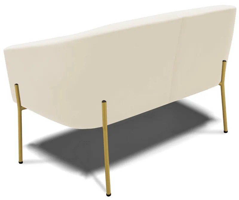 Namoradeira e 2 Poltronas Pé de Ferro Dourado Stella Veludo D03 - D'Rossi - Bege