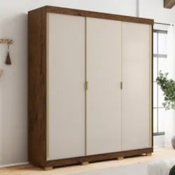 Guarda Roupa Casal 200cm 3 Portas Porto Flex Imbuia/Fendi - Vila Rica