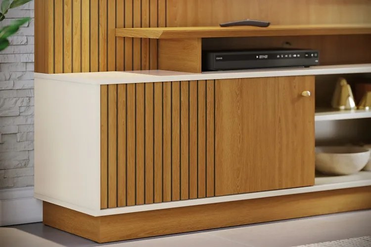 Home Theater Ares Cinamomo/Off White - Madetec Móveis