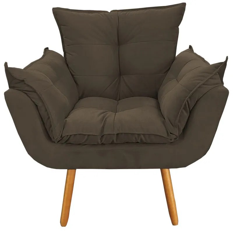 Poltrona Decorativa Opala Pés Palito Suede Marrom - Sheep Estofados - Marrom