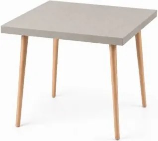 Mesa Safira Quadrada 70 cm com Tampo em MDF Camurça e Pés de Madeira Natural