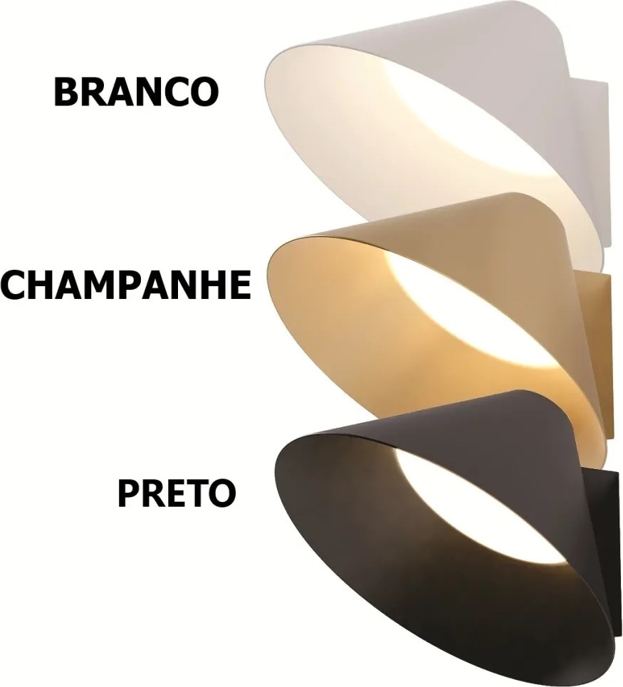 Arandela Cone Hat Ø17X9,5Cm Led 5W 3000K - Qimporta Ar2527 (CHAMPANHE)