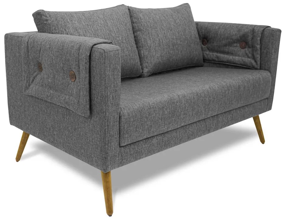 Poltrona Namoradeira Paris D07 2 Lugares Linho Mescla Chumbo - D'Rossi