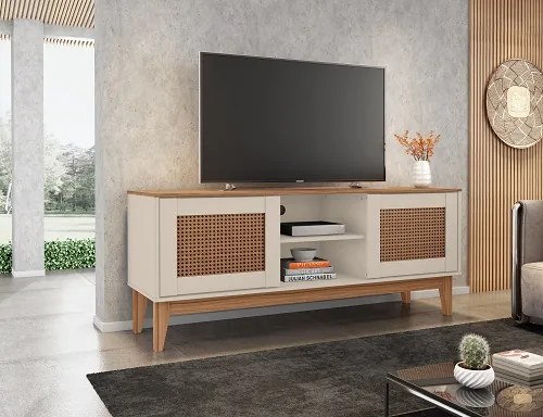 Rack Safira 1.35 Off White/Noce - Casa D Móveis