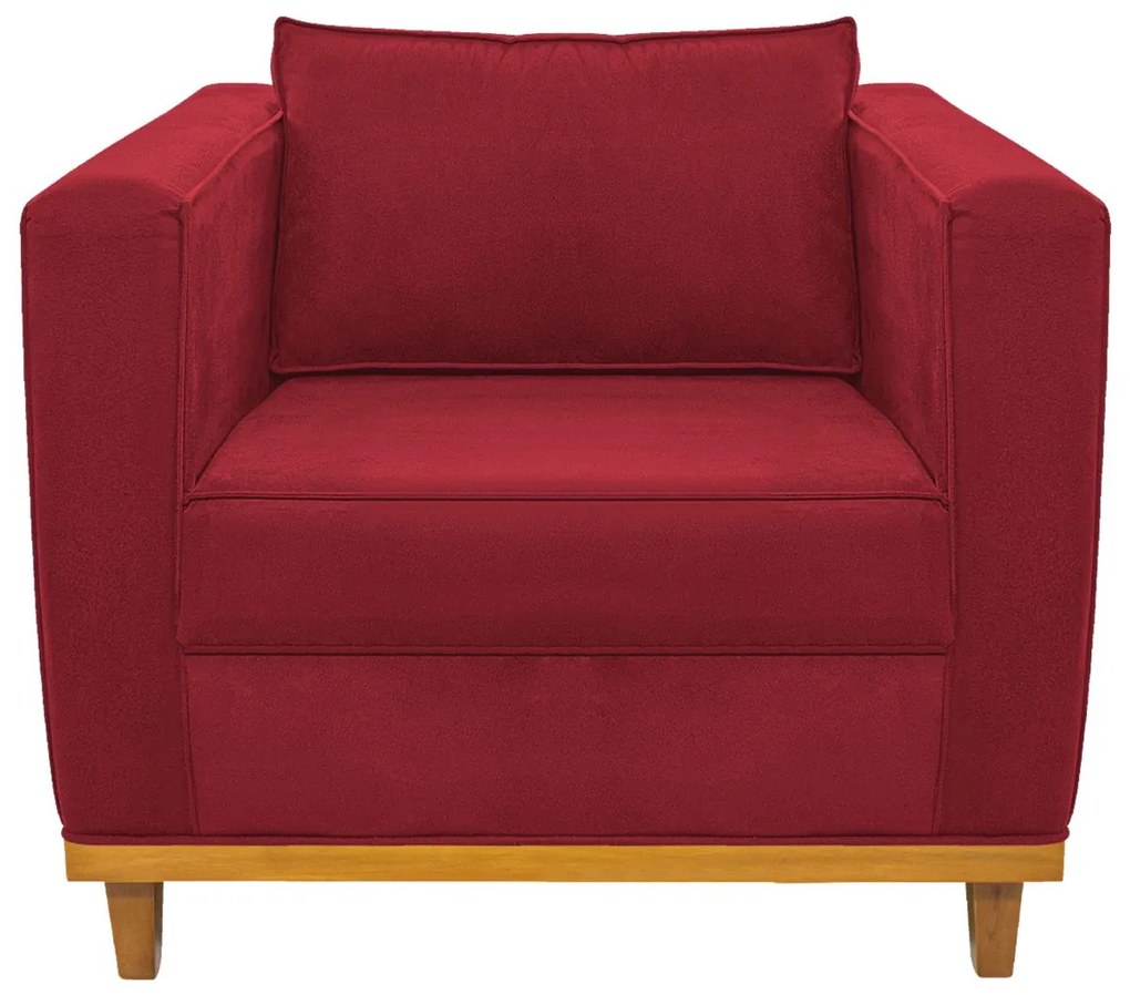 Poltrona Decorativa Europa Suede Vermelho ADJ Decor
