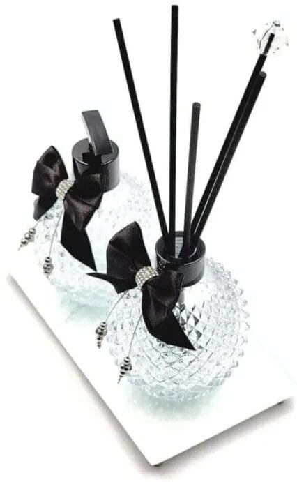Kit Lavabo Luxo Saboneteira e Difusor de Varetas Vidro 270ml - Com bandeja