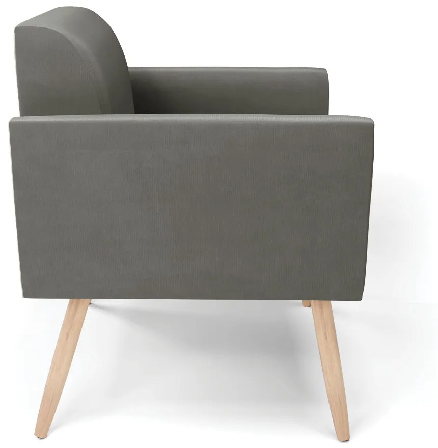 Kit 2 Poltronas Pés Palito Natural Marisa Suede Grafite D03 - DRossi