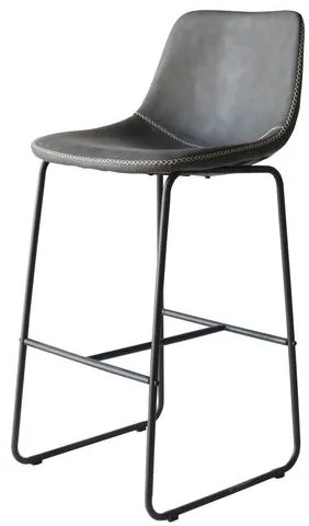 Banqueta Oxford Couro Ecologico Cinza Vintage Base Aço 106cm - 61205 Sun House
