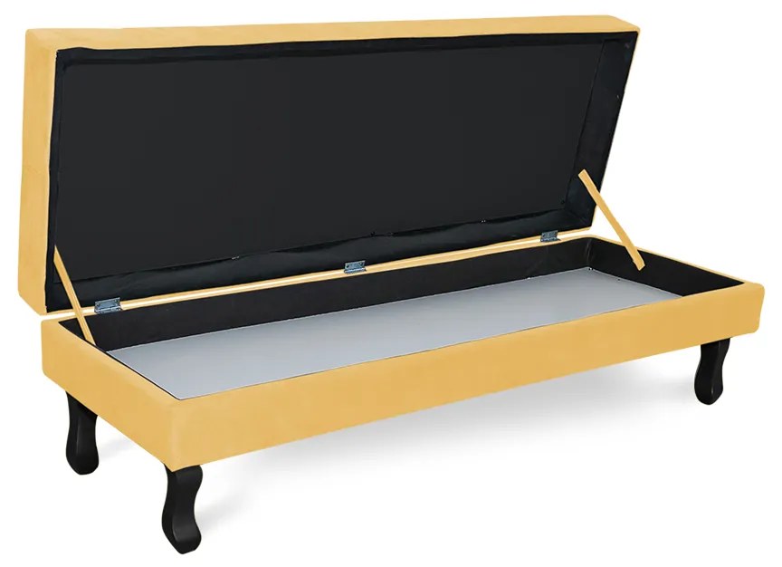 Puff Baú Decorativo Capitonê Luis XV 90x40cm Suede Amarelo - Sheep Estofados - Amarelo