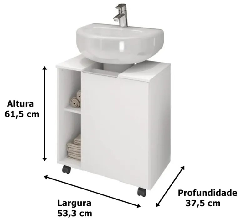 Gabinete Para Banheiro Pequin Branco – Bechara Móveis
