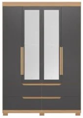 Guarda Roupa Casal 240cm com Espelho Doble Freijó/Titanium  - Albatroz