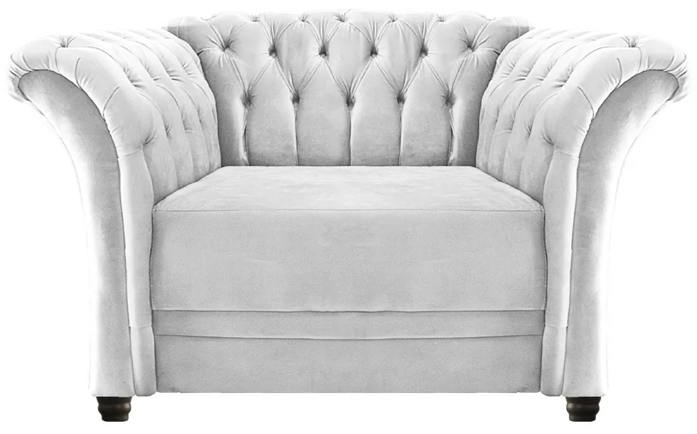 Poltrona Decorativa Chesterfield Sofia Suede Branco - ADJ Decor