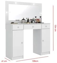 Penteadeira Camarim Com Espelho 2 Portas 3 Gavetas Carisma D02 Branco