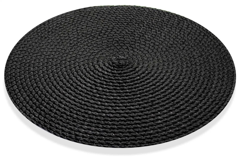 Jogo Americano Redondo de Plástico Preto 38 cm - D'Rossi