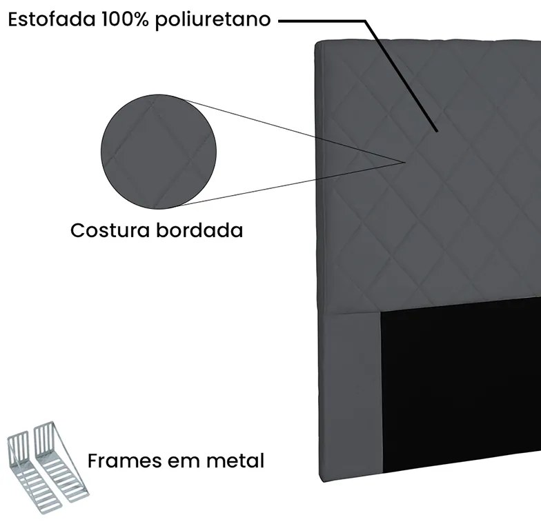 Cabeceira Cama Box Casal Queen 160cm Esmeralda Suede Cinza - Sheep Estofados - Cinza
