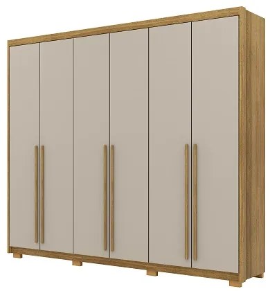 Guarda Roupa Dubai Majestic 6 Portas e 6 Gavetas Nature/Fendi - Vila Rica Móveis