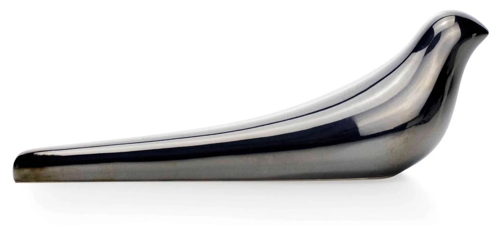 Escultura Decorativa Pássaro em Cerâmica Chumbo 8x23x6 cm - D'Rossi