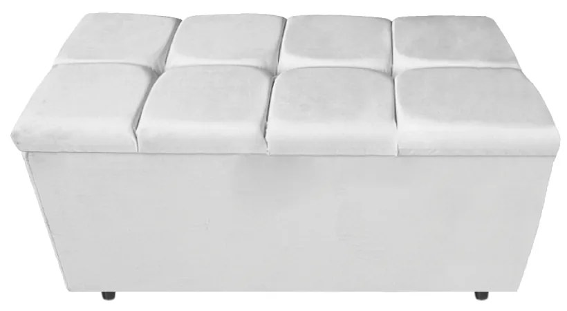 Calçadeira Estofada Manchester 90 cm Solteiro Suede Branco - ADJ Decor