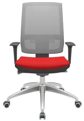 Cadeira Office Brizza Tela Cinza Assento Aero Vermelho Autocompensador Base Aluminio 120cm - 63783 Sun House