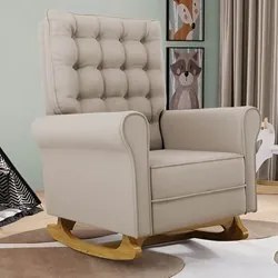 Kit 02 Poltronas de Amamentação Base Madeira Balanço Brenda G05 Veludo