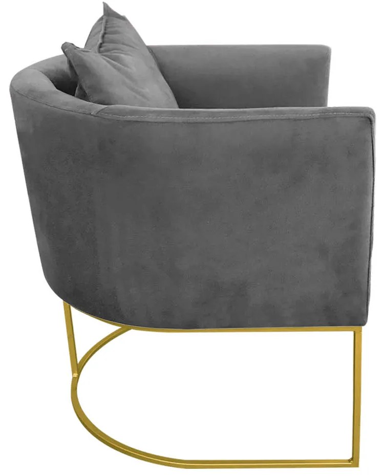 Poltrona Paola Suede Base Metálica Dourado D03 - D'Rossi Bege - Grafite