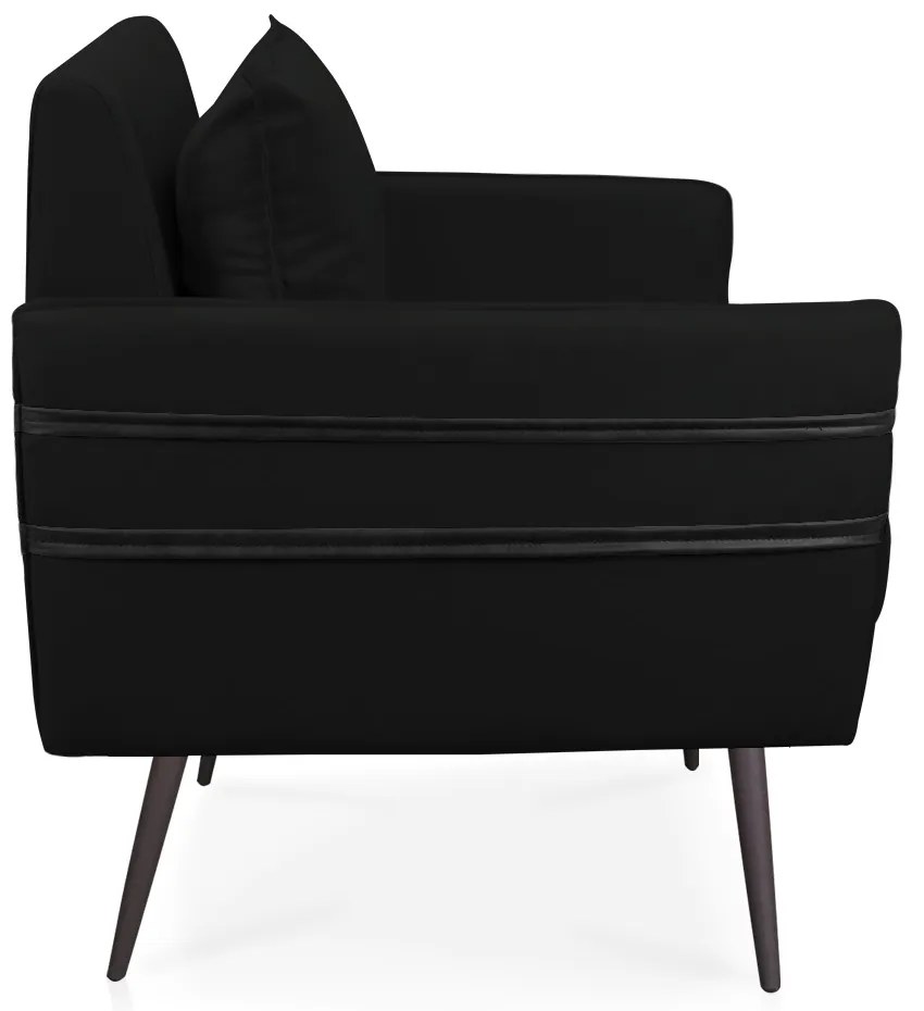 Kit 02 Poltronas Mari Suede Preto Pés Palito de Ferro Preto - D'Rossi