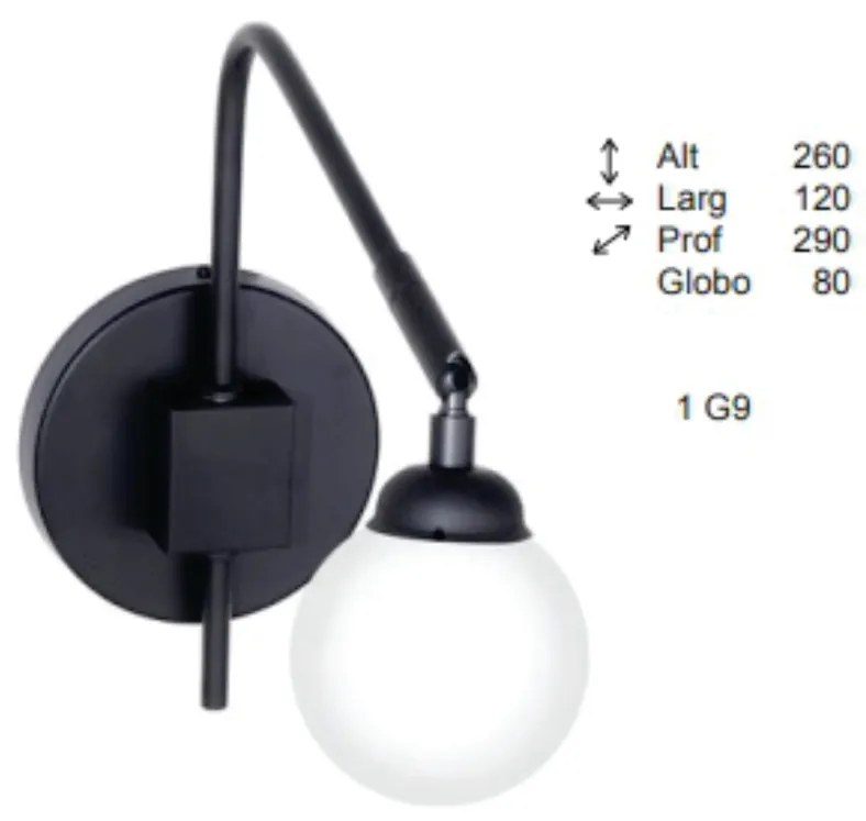 Arandela Choice Articulada 29X12X26Cm Globo Ø08Cm 1Xg9 - Old Artisan A... (ROSE FOSCO / COBRE BRILHO, FOSCO (Branco))