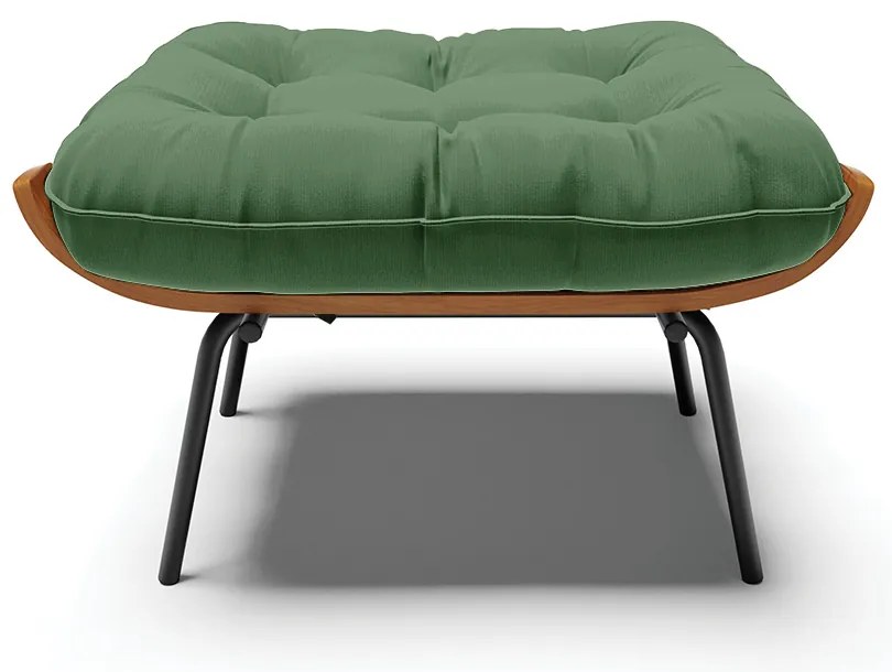 Kit 02 Puffs Costela Suede Base Metálica Preto - D'Rossi - Verde