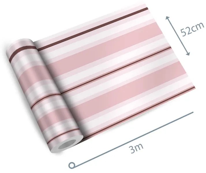 Papel de parede adesivo listrado rosa vermelho e branco