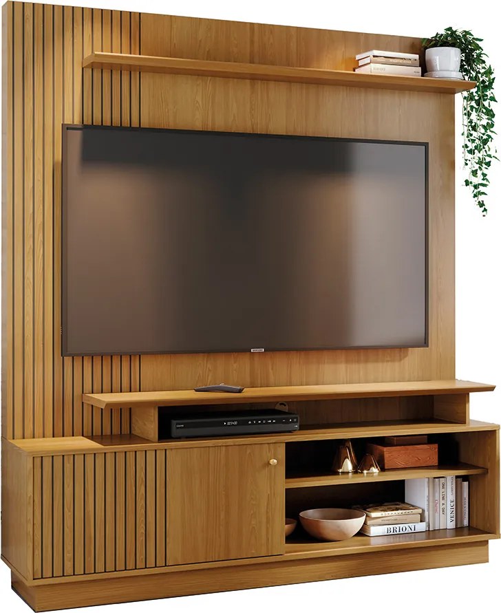 Estante de TV 65 Pol 160cm Sala de Estar Quirel Cumaru M20 - D'Rossi