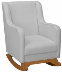 Poltrona Amamentação Base Madeira Balanço Vick Bouclê Cinza F03 - Mpoz