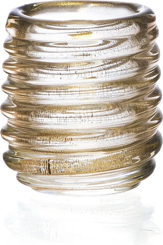 Vaso Murano Essenza C/ Ouro P  Cristal Transparente