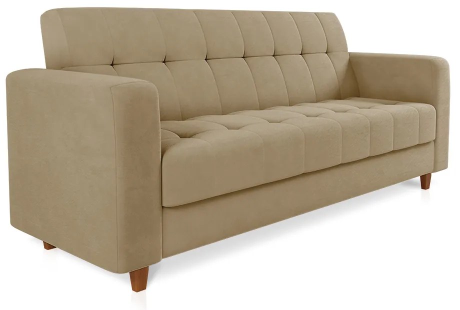 Sofá 03 Lugares Arezzo Suede Pés Chanfrado Castanho - D'Rossi - Marrom Rato