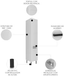 Paneleiro Armário Cozinha 40cm Com 2 Portas Zaya Branco T01 - Mpozenat