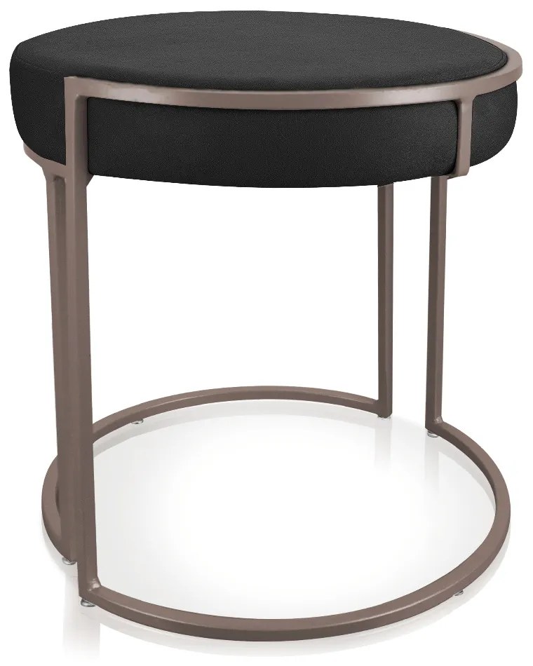 Puff Redondo Base Industrial Cobre Love Suede D03 - D'Rossi  - Preto