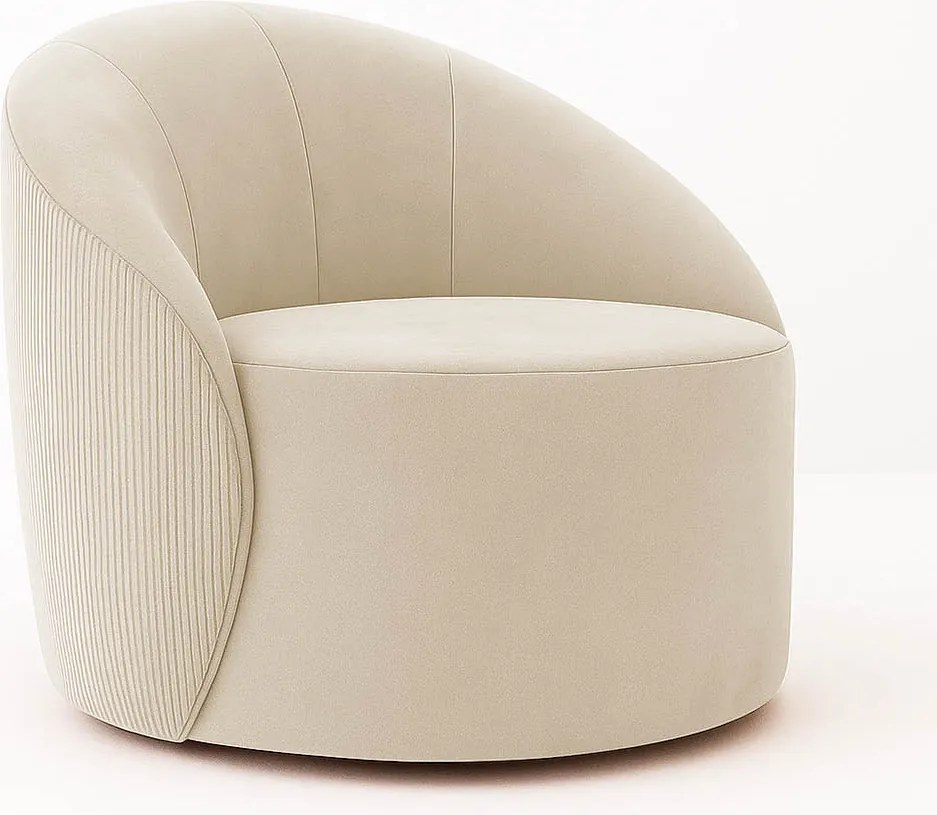 Poltrona Decorativa Orgânica Giratória Kit 2 Lua Cotelê/Veludo D03 - D'Rossi - Bege
