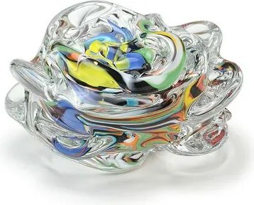 Peso Flor Rosa Multicor Colorido Murano Cristais Cadoro