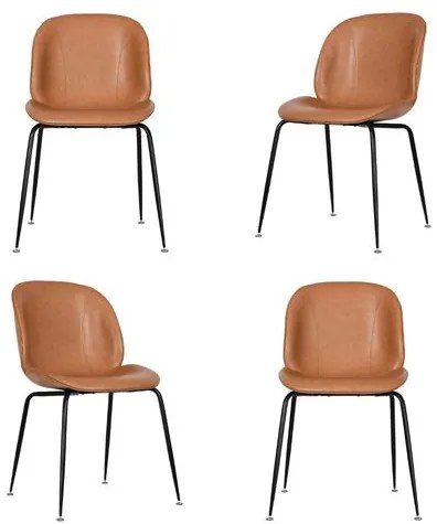 Kit 04 Cadeiras Dinamarca Corino Caramelo - 76515 Sun House