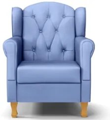 Kit 02 Poltronas de Amamentação Pés Madeira Lucy Z39 Sintético Azul -