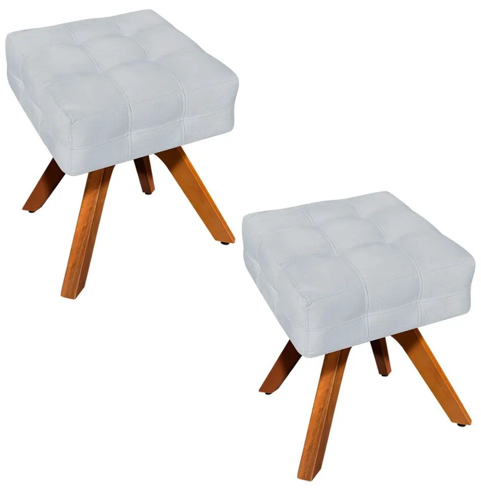 Puff Banqueta Decorativo Giratório MM30 Kit 2 Elisa Suede D03 - D'Rossi - Cinza
