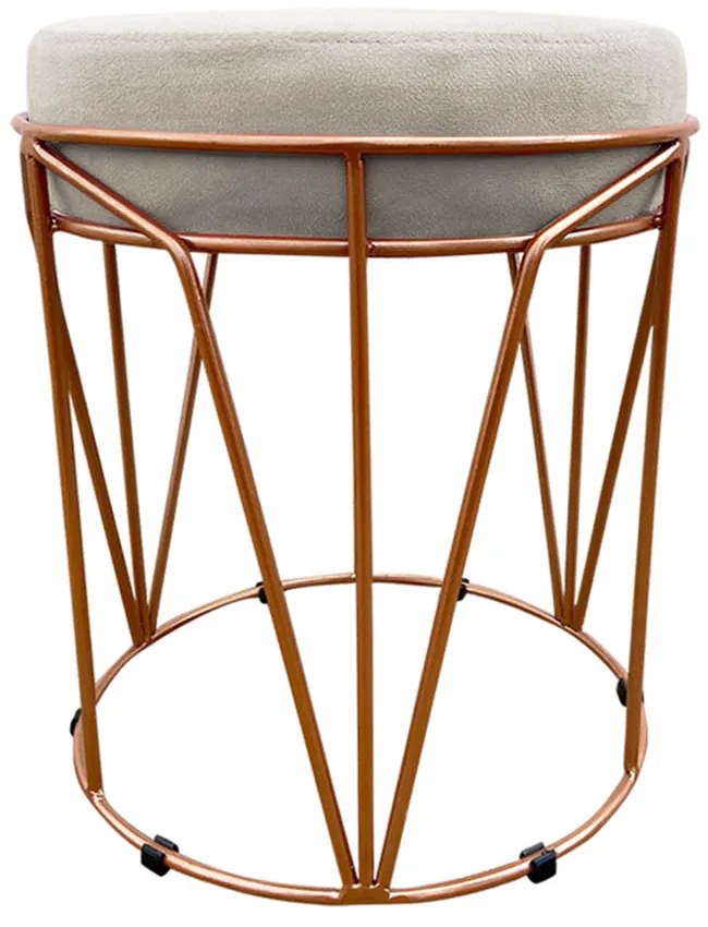 Puff Multiuso com Mesa Babu 2 em 1 Suede Bege Base Cobre - D'Rossi