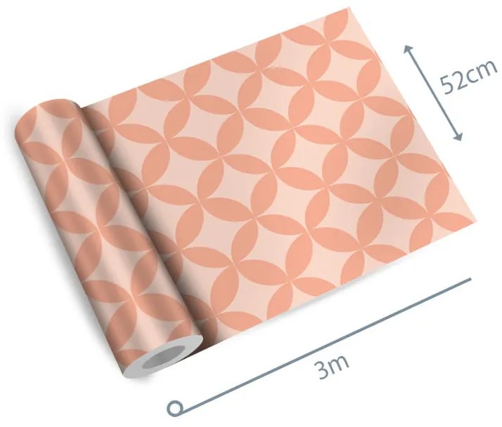 Papel de Parede geométrico abstrato rose 0.52m x 3.00m