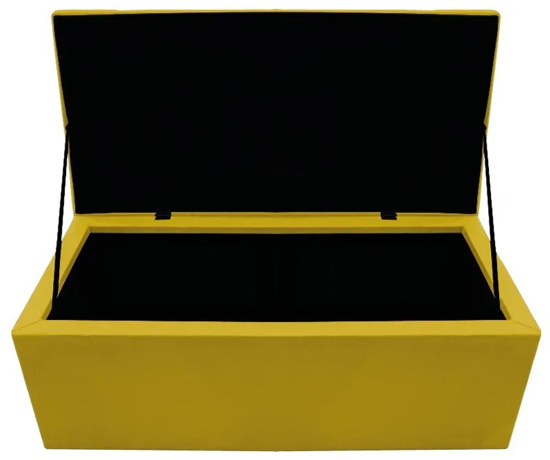 Recamier Baú Estofada Mel 90 cm Solteiro Com Capitonê  Suede Amarelo - ADJ Decor