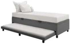 Bicama Box Baú Solteirão 96x203cm Samy S05 Linho Cinza - Mpozenato