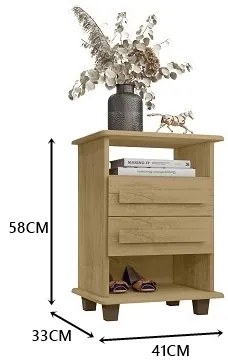 Mesa De Cabeceira 2 Gavetas Turim Cinamomo – RV Móveis
