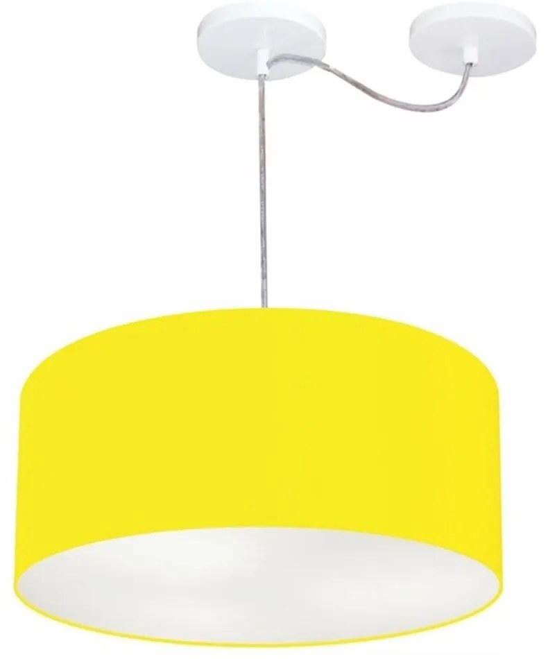 Lustre Pendente Cilíndrico Com Desvio De Centro Md-4147 Cúpula  50x25cm Amarelo - Bivolt