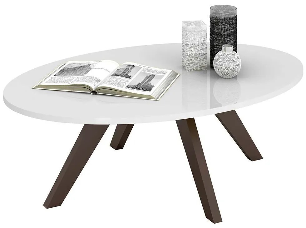 Mesa de Centro Alba Branco Laca Com Cafe - D'Rossi