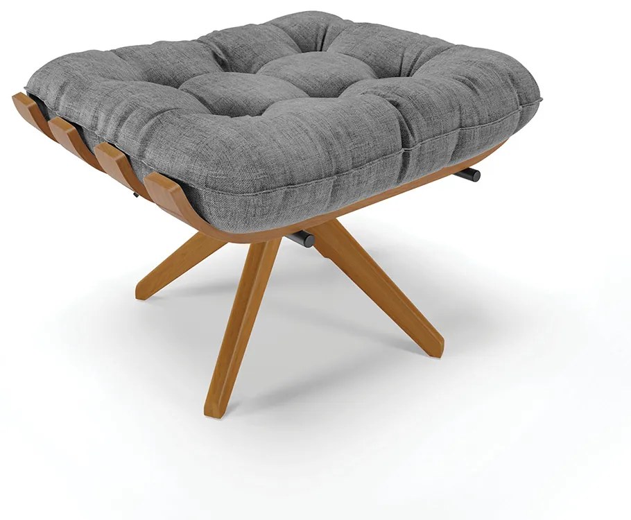 Poltrona com Puff Giratório Costela Linho Base de Madeira MA30 M11 - D'Rossi - A27 Areia