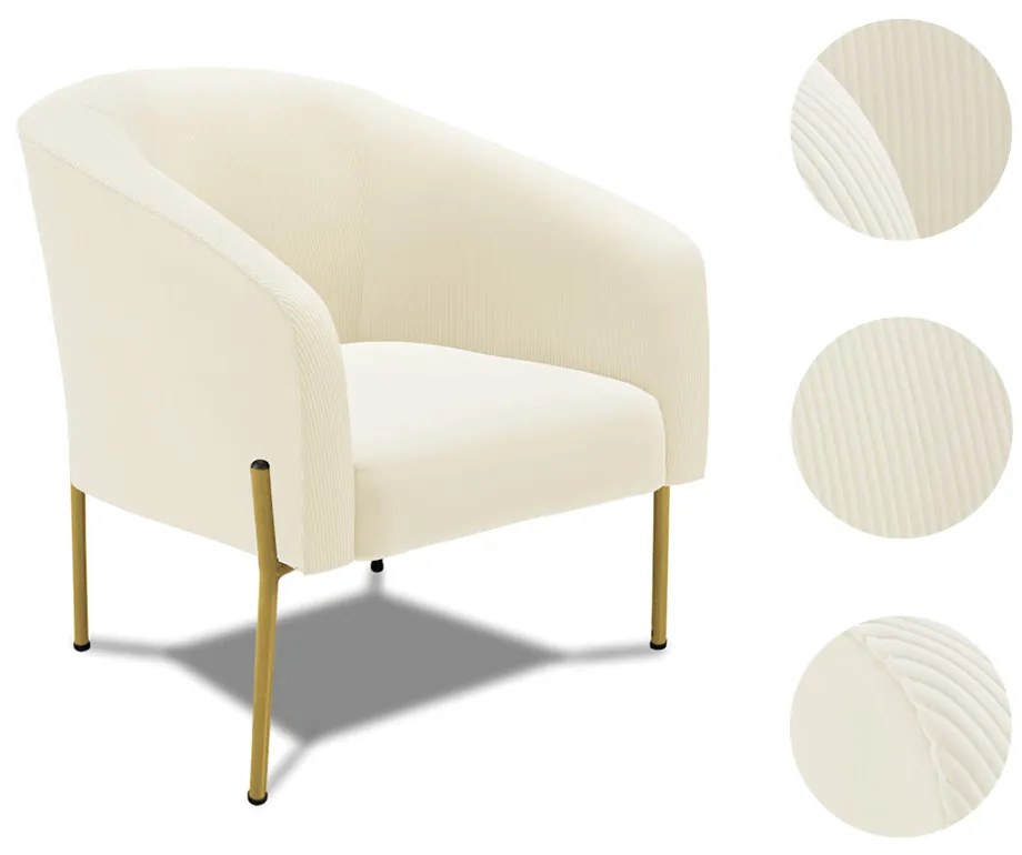 Poltrona Decorativa Pé de Ferro Dourado Stella Cotelê Int/Veludo D03 - D'Rossi - Menta