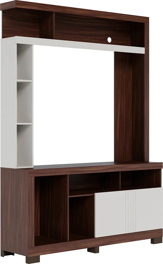 Home Estante para TV até 50 2 Portas MDP/MDF 190cm Nichos Laterais Brogy Nogueira/Off White G73 - Gran Belo